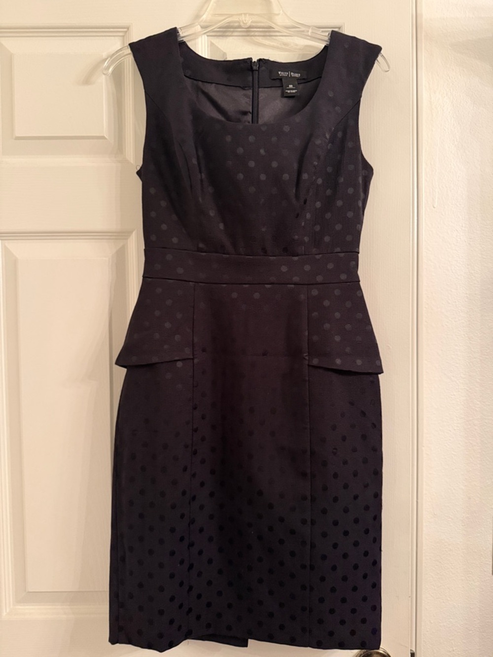 White House Black Market Black Polka Dot Peplum Sheath Dress